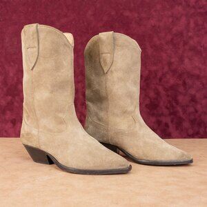 Isabel Marant Women Duerto Taupe Western Cowboy Leather Boots size 7-7.5US 38EUR